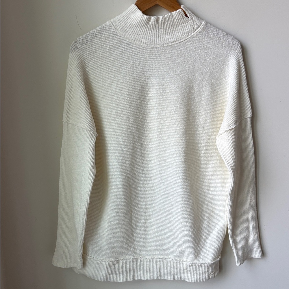 NWT Free People We The Free Casey Mock Neck Top Tunic in Ivory Boho Size XS